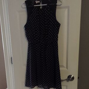 Maurices Navy and White Dotted Midi Dress
